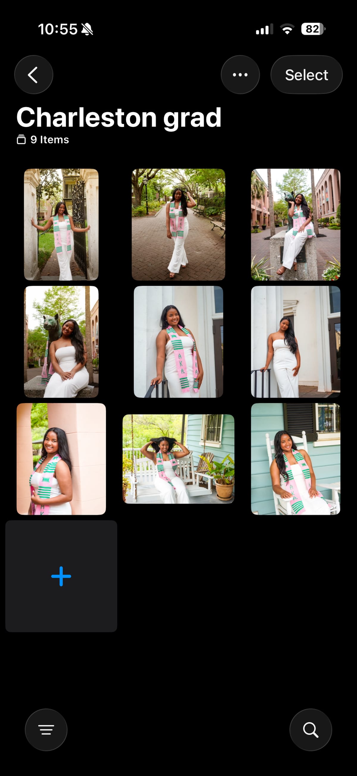 Charleston spring graduation portrait session under live oak trees