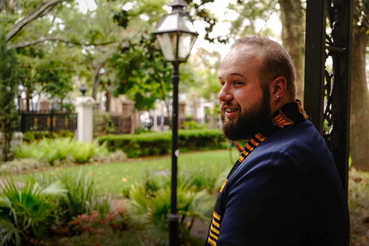 Charleston graduation cap-and-gown portrait session by Visuals by Joshua